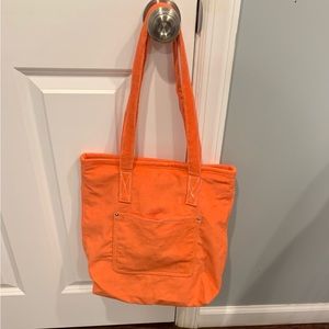 NWOT Orange corduroy bag (so soft) no name but Anthropology’s pocket in front
